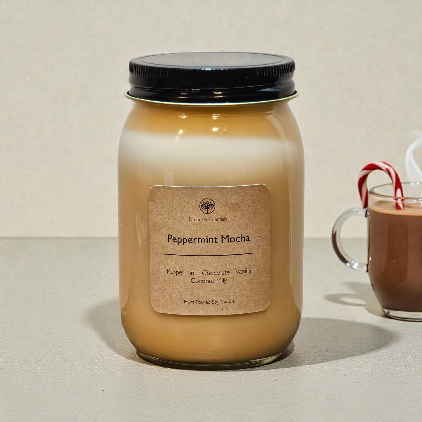 Peppermint Mocha Scented Soy Candle