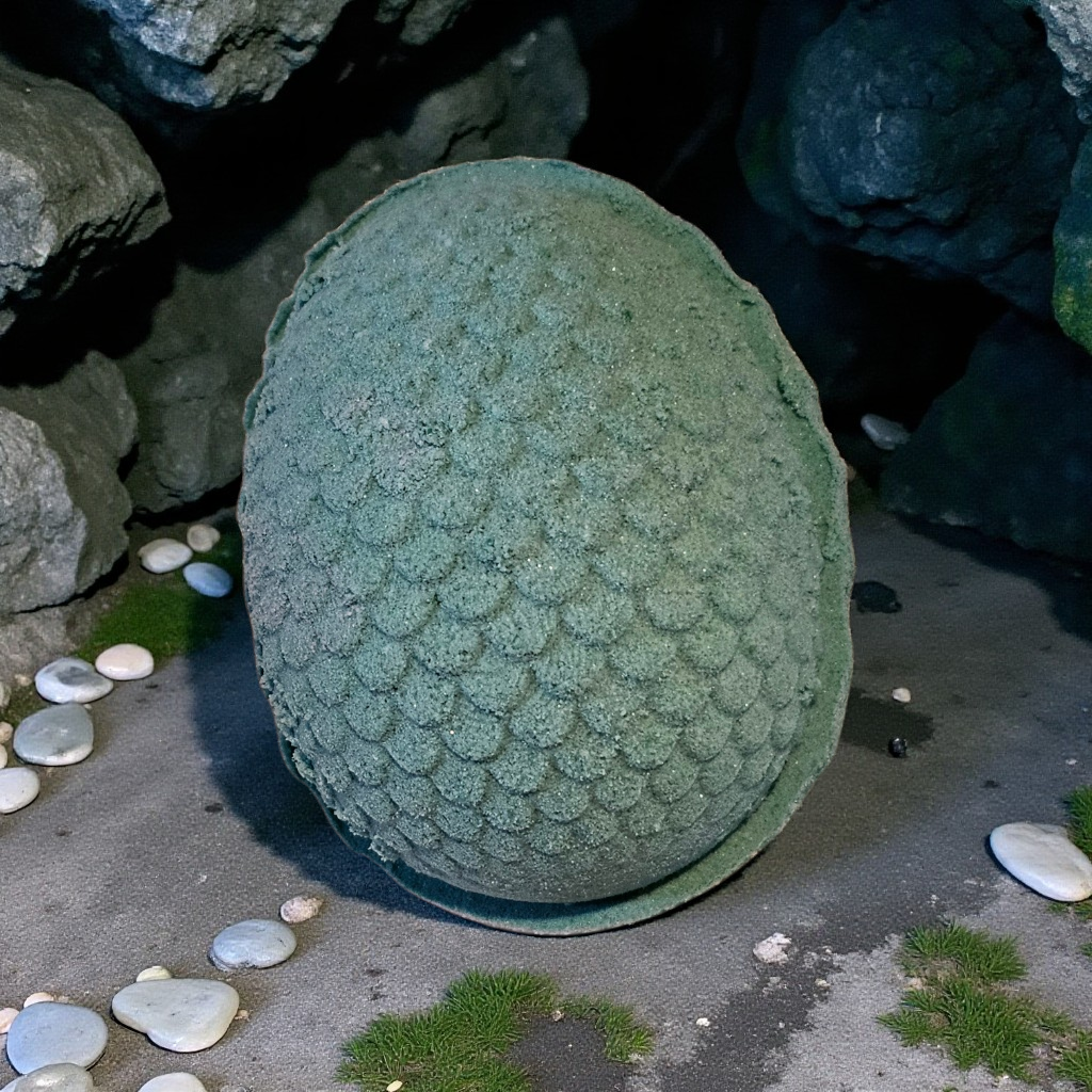 Dragon Egg Bath Bomb with flexi dragon
