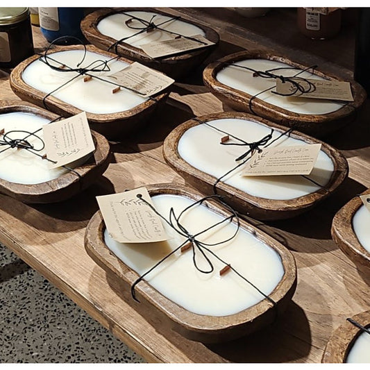 Wooden Wick Small Dough Bowl Candles